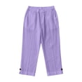 thumbnail image 5 of YDFCWXW Capri Pants for Girls Summer Beach Vacation Trouser Lightweight Casual Pants Elastic Waist Pant Bermuda Shorts (Purple, 5-6 Years), 5 of 5