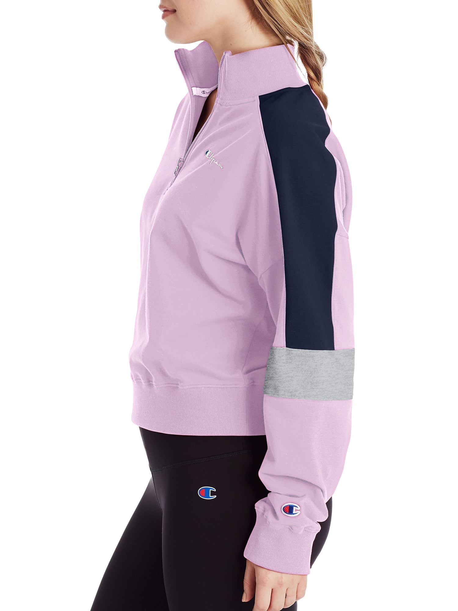 Champion Women's Campus Quarter Zip Sweatshirt with Taping - Walmart.com