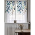 thumbnail image 4 of Blue Teal Botanical Curtains 54 Inch Length, Sheer Curtains for Bedroom Living Room Window Weeping Fall Eucalyptus Leaves Rod Pocket Voile Drapes Kitchen Curtains Small Half Window 52"x54" 2 Panels, 4 of 6