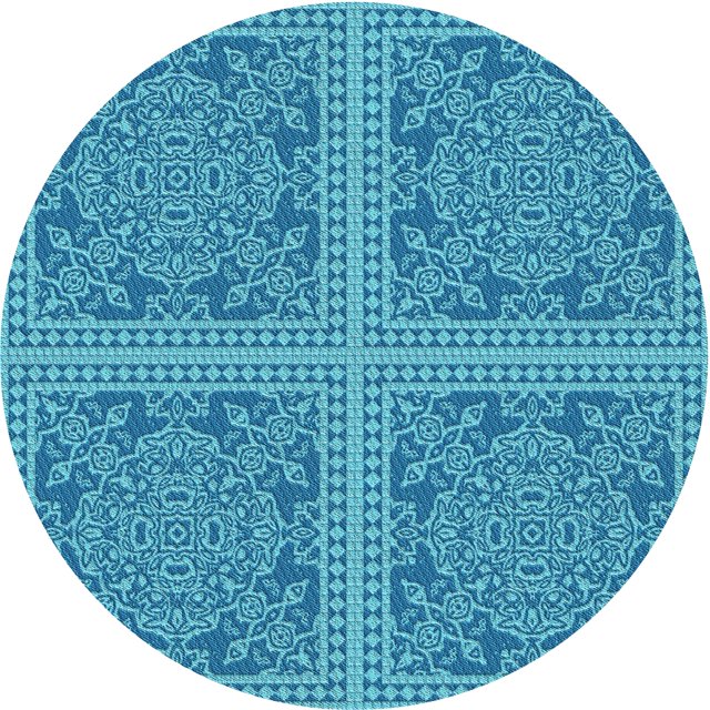 Ahgly Company Machine Washable Indoor Round Transitional Bright Turquoise Blue Area Rugs, 6' Round