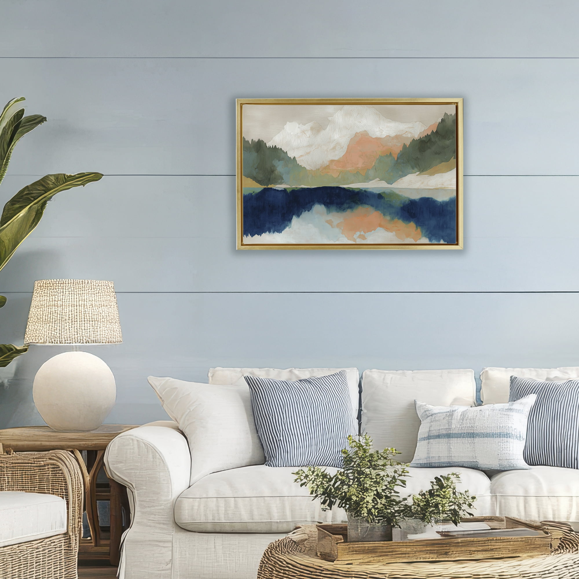 Stupell Industries Alpine Autumn Lake Reflection Gold Framed Floater Canvas Wall Art, design by Chromatic Storm Studio