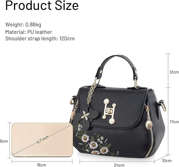 Women's Handbags and Purses Casual Messenger Embroidered Top Handle Satchel Trendy Work Crossbody Shoulder Bags