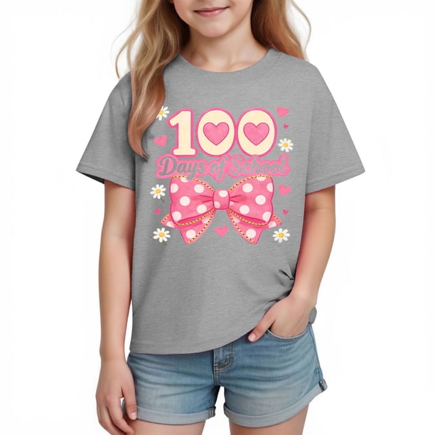 Camiseta de Manga Corta Linda para Niños Niñas Impresión Gráfica Escuela Temporada Casual Tee, Chicas Manga Corta Tops Ropa de Juego Suave Alternativa