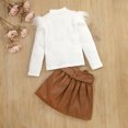 thumbnail image 7 of jsaierl Toddler Girl Fall Winter Clothes Solid Long Sleeve Ribbed T-Shirt Knit Tops Faux Leather Button Mini Skirts Set Outfits 1T-5T, 7 of 7