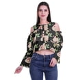 thumbnail image 1 of Moomaya Cold Shoulder Tops Shirts For Women Button Down Long Ruffle Sleeve Top, 1 of 4
