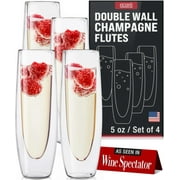 Epare Champagne Flutes - Set of 4 - Stemless Sparkling Wine Glasses - Wine Flute - Great For Weddings and Bridal Showers