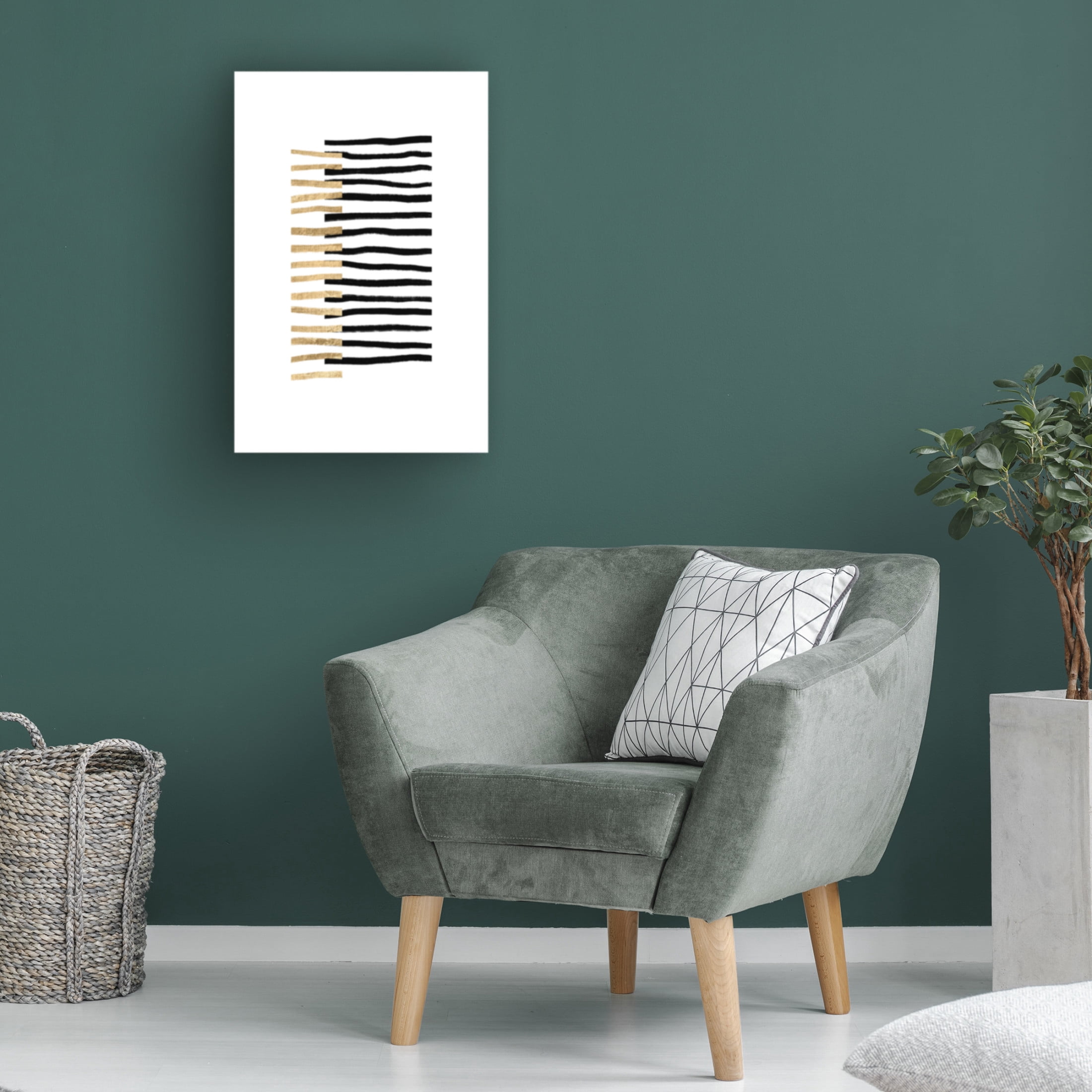 Trademark Fine Art uplusmestudio Gold On Black Lines Canvas Wall Art
