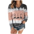 thumbnail image 2 of Hauts d'Été pour Femmes, T-Shirt à Col Rond Imprimé Patchwork avec Nœud, Blouse Décontractée en Liquidation, 2 of 7