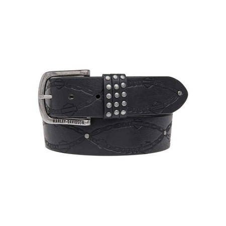 Women's Embossed Linked Belt, Genuine Leather HDWBT11026-BLK, Harley (The Best Harley Davidson For Beginners)