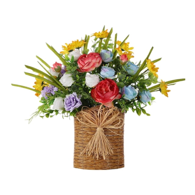 Corona de canasta de colgilla de puerta, corona de primavera, suministros de fiesta, adorno decorativo colgante, decoración del hogar para
