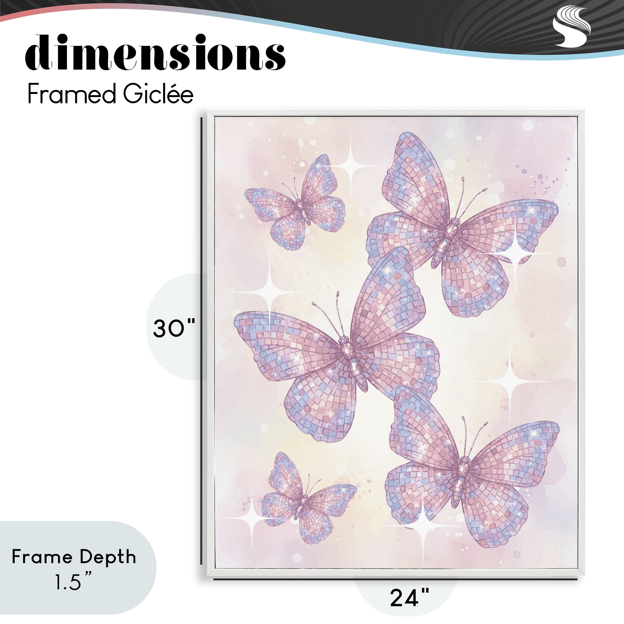 Stupell Industries Delicate Disco Butterfly Dance White Framed Giclee Art, design by Lil' Rue