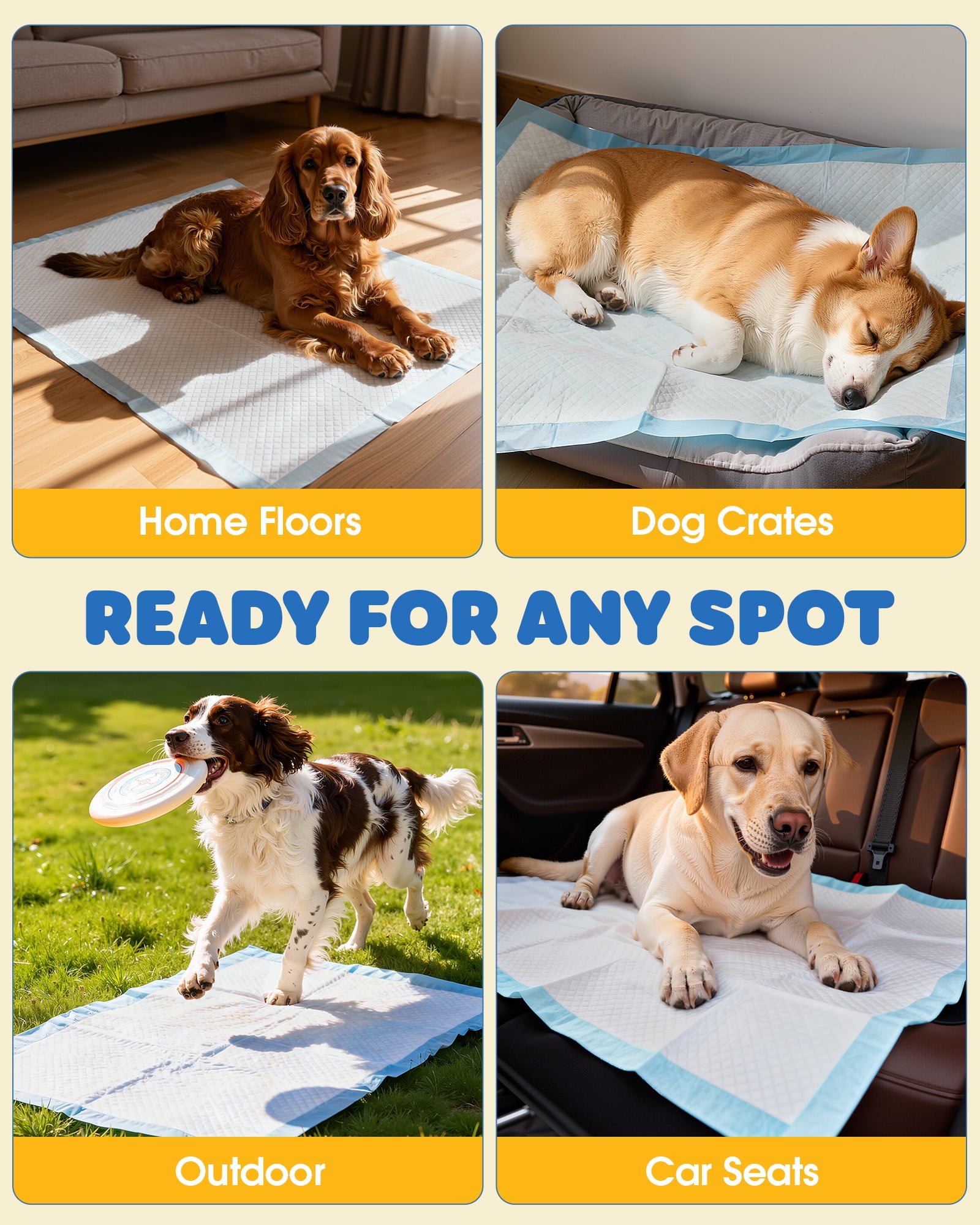 Powools Puppy Pads, Medium 26" x 30", 100 Count, 6-Layer Pee Pads for Dogs with Extra Absorbent