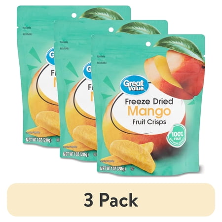 (3 pack) Great Value Freeze Dried Sliced Mango Fruit Crisps 1.0 oz.