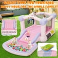 thumbnail image 5 of Adnoom Pink Bounce House, Inflatable Bounce Castle for Kids 3-10, Children's Indoor/Outdoor Jumping House with 470W Blower, Wide Slide, Ball pit, 50 Ocean Balls, Dart Game for Backyard Party Birthday, 5 of 10