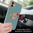 thumbnail image 3 of iPhone 11 Case, iPhone 11 Phone Case Electroplated iPhone 11 Case with 360° Ring Holder Kickstand Soft TPU Car Mount Supported Shockproof Protective Plating iPhone 11 Case Cover, Grey Green, 3 of 16