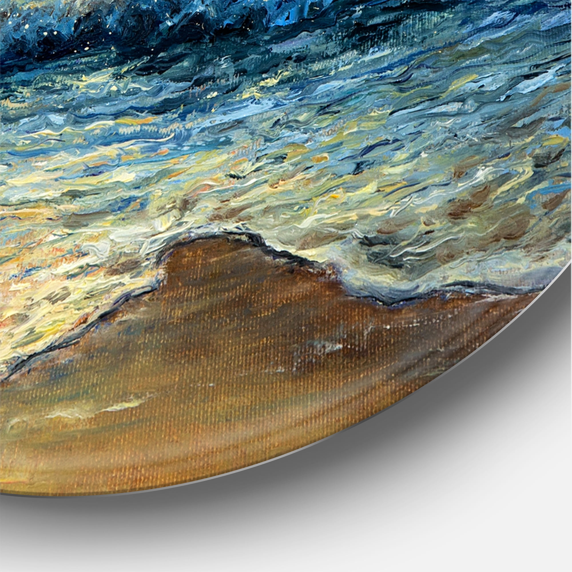 Designart 'Sunrise Glow On The Ocean Waves I' Nautical & Coastal Circle Metal Wall Art 29x29 - Disc of 29