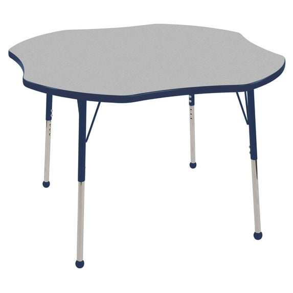 48in Clover Everyday T-Mold Adjustable Activity Table Grey/Navy - Toddler Ball with Four 10in Stack Chairs Navy - Ball Glide