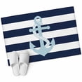 thumbnail image 2 of Navy Blue Stripe Nautical Area Rugs 2x3 for Living Room, Aqua Anchor Summer Coastal Non Slip Washable Rug Runner, Low Pile Indoor Floor Carpet Mat Bathroom Rugs for Bedroom, Kids Room, 2 of 9