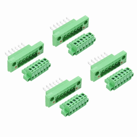 Uxcell 4 Set 6-Pin 5.08mm Pitch Pluggable Screw Terminal Block Connectors, PA66 300V 10A Through-Wall PCB Terminal Connectors 24-12AWG Cable