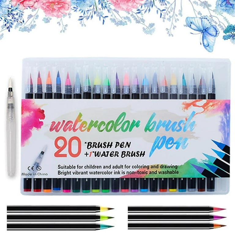 OBOSOE 20 Color Watercolor Pen Set,Water Brush For Calligraphy,Watercolor  Painting And Writing,Office Supplies,School Supplie 