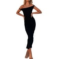 thumbnail image 1 of VISgogo Vestido largo sin mangas para mujer, ajustado, sin espalda, de color sólido, con cuello en forma de U, de una pieza VISgogo  moda, 1 of 7