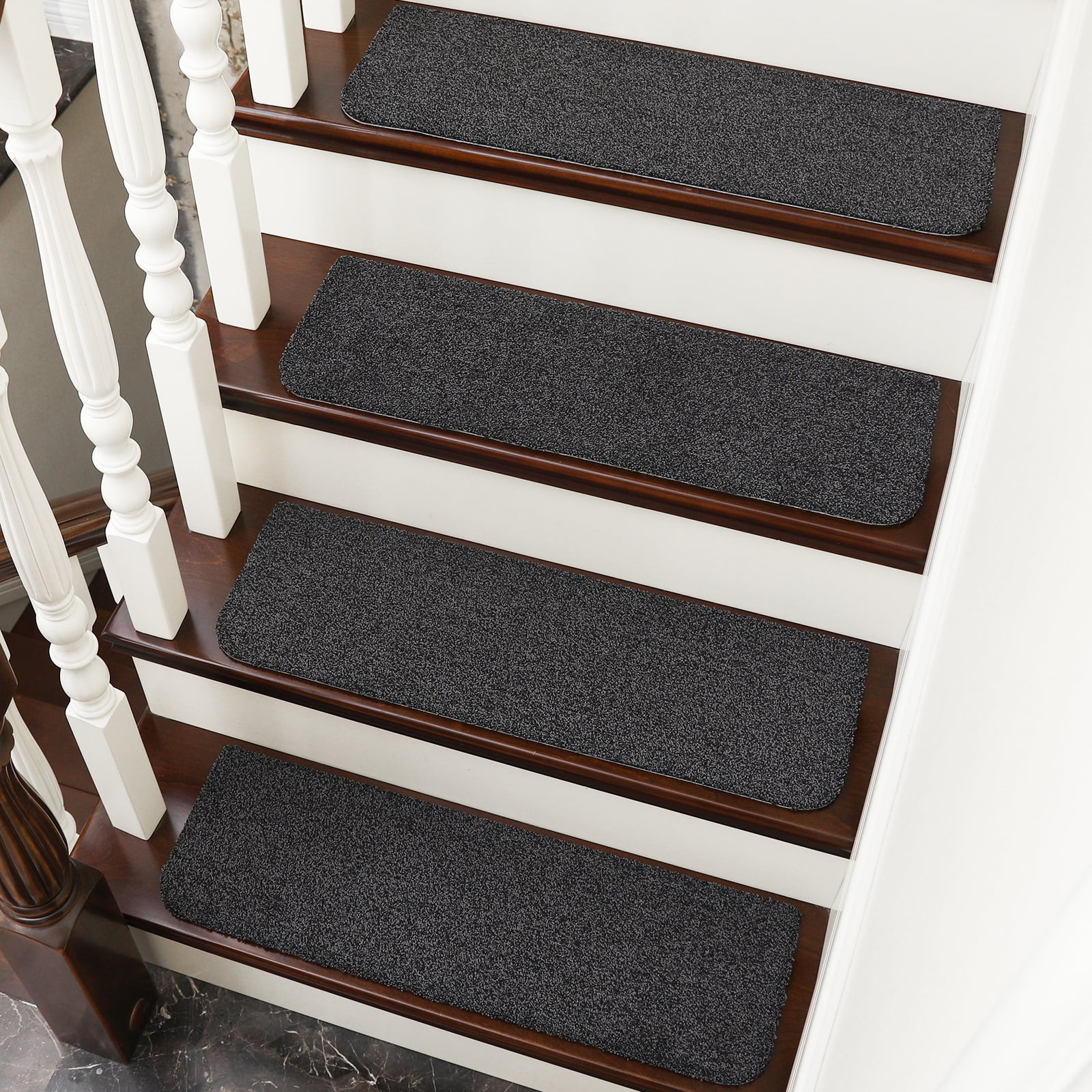 COSY HOMEER Indoor Stair Treads for Wooden Steps 9"x28" (4Pack), NonSlip TPE Backing, Stair