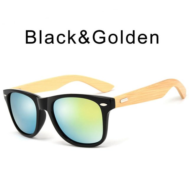 Gafas de sol coloridas con película de color de bambú para hombres y mujeres Gafas de sol de PC con patas de bambú