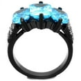 thumbnail image 2 of IP Black(Ion Plating) Stainless Steel Ring with AAA Grade CZ in Sea Blue for Women Sea Blue Stone Color Style TK1866 Size 6, 2 of 3