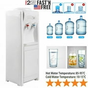 Angle View: Brand New 5 Gallon Freestanding Top Loading Hot/Cold Water Cooler Dispenser w/Child Lock white
