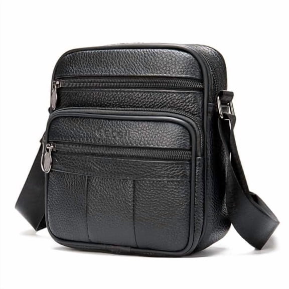Cowhide Leather Messenger Bag For Men Travel Shoulder Crossbody Bag Waterproof Casual Sling Business Handbag