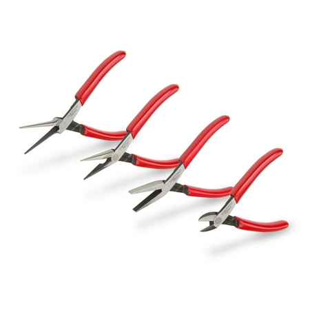 UPC: 0020209003367 | TEKTON Mini Pliers Set  4-Piece (Smooth Jaw Needle Nose  Long Nose  Flat Nose  Cutting) | PMN99004