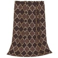thumbnail image 2 of Balery Brown Gold Grid Manta de Felpa Suave y Acogedora – Cobija de Franela Aterciopelada para Cama, Lavable y Cálida para Sofá, Mascotas, Transpirable-50"x40", 2 of 7