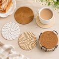 thumbnail image 4 of 4Pcs Coaster With Metal Holder, Solid Woven Coaster, Drink Coasters With Holder, Cotton Woven Absorbent Coasters for Drinks, Minimalist Home Decor Coaster Set for Wooden Tabletop Protection Table, G, 4 of 6