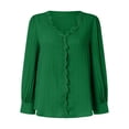 thumbnail image 4 of Blusa de encaje con cuello en V para mujer - Color liso, manga corta, poliéster, camisa elegante y casual para el trabajo o una cita, 4 of 5