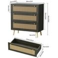 thumbnail image 5 of Dresser for Bedroom, 36'' Rattan Modern Chest of Drawers, 3 Drawer Storage Dresser, Closet Dressers with Golden Handles, Farmhouse Nightstand for Hallway, Living Room, Entryway, 5 of 10