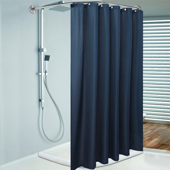Waffle Weave Waterproof Shower Curtain, Bathroom Grommet Fabric Bath Curtain
