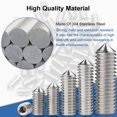 thumbnail image 4 of MroMax Juego de puntas de tornillos M3x6 mm de acero inoxidable 304, cabeza hexagonal interna, tornillos de punta de copa, tornillos de punta de cono plateados para perilla de puerta de toallero, 50 u, 4 of 5