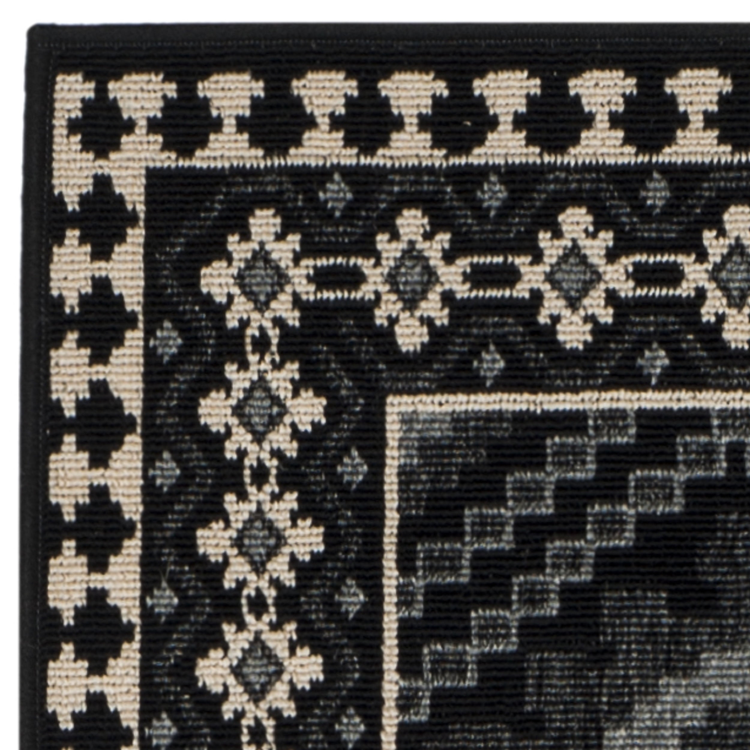 SAFAVIEH Veranda Magna Southwestern Indoor/Outdoor Runner Rug, 2'3" x 6'7", Black/Cream