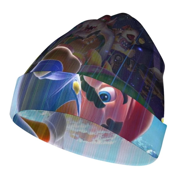 Super Mario Galaxy Kid's Knitted Hat Slouchy Winter Warm Beanie Hats Daily Full Printed Fashion Elastic Knitting Cap For Boys Girls Children