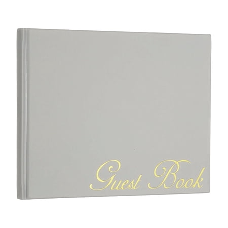 Uxcell Elegant Guestbook, 9"x7" PU Leather Wedding Guest Book Stylish Sign in Book with 50 Blank 120GSM Paper for Receptions Birthdays Funerals Special Events, Light Gray