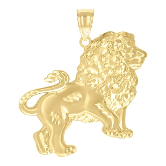 10kt Real Yellow Gold Mens Lion Animal Wildlife Charm Pendant