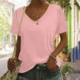 thumbnail image 6 of qucoqpe Summer Tops for Women V Neck Short Sleeve Blouse Casual Loose T-shirts Solid Color Basic Tees, 6 of 6