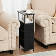 thumbnail image 3 of Living Room Narrow Side Table (Set of 2 with Charging Station), Slim Side Table, Slim Nightstand, Black, 3 of 5