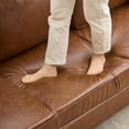 thumbnail image 5 of COZONY 81" Mid-Century Modern 3-Seater Faux Leather Sofa with Deep Seats, Stain-Resistant PU for Living Room, Apartment, Office,Brown, 5 of 9