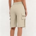 thumbnail image 4 of Dweltoz Cargo Shorts for Women High Waisted Casual Long Shorts with Multi Pockets Travel Lightweight Knee Length Outdoor Long Jorts,Beige M, 4 of 6