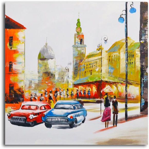 Omax Decor A 3114 Promenade du Dimanche Peinture Originale sur Toile