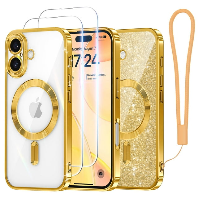 Funda de teléfono Meifigno Candy Series para iPhone 16 Plus de 6.7 pulgadas, dorada