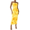 thumbnail image 1 of Vestido PRETTYGARDEN Strapless Amarillo Floral Maxi Bodycon XXL, 1 of 7