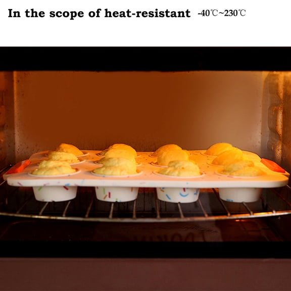 PLPPYFS 12 Cups Silicone Muffin Pan for Baking with Frame Regular Size Cupcake Pan Tray Nonstick Cupcake Tin Chocolate Egg Pizza Bites Oven Top Cookie Molds Muffin Tin Tart Pans Sheet Set Bakeware