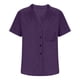thumbnail image 4 of Craaazy Women's Casual V-Neck Blouse, Solid Color Cotton Linen Short Sleeve Top, Comfy Chest Pocket Shirts for Daily Wear Gifts, 4 of 6